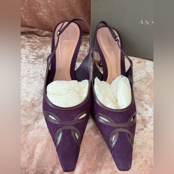 🍁Ann Taylor Violet Suede Sling-backs - Picture 3 of 10
